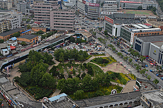 秦皇岛,市中心,大楼,金三角,花园,建筑,风貌,海港区,全景,俯拍