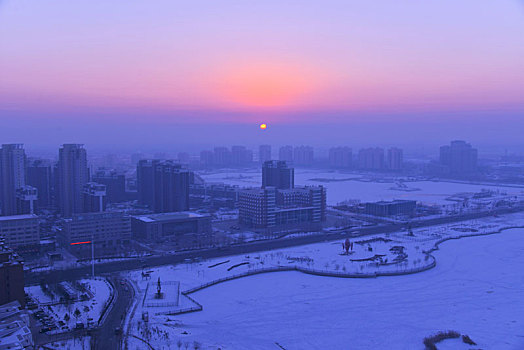 油城大庆冬季城市风光美