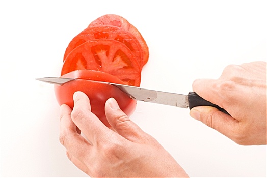 刀,切,红色,西红柿