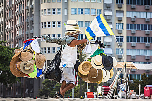 帽子,销售,科巴卡巴纳海滩,里约热内卢,巴西
