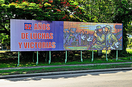 海报,周年纪念,广场,哈瓦那,古巴,加勒比