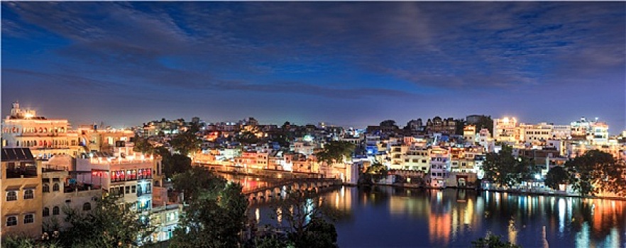 乌代浦尔,夜晚,拉贾斯坦邦,印度,亚洲