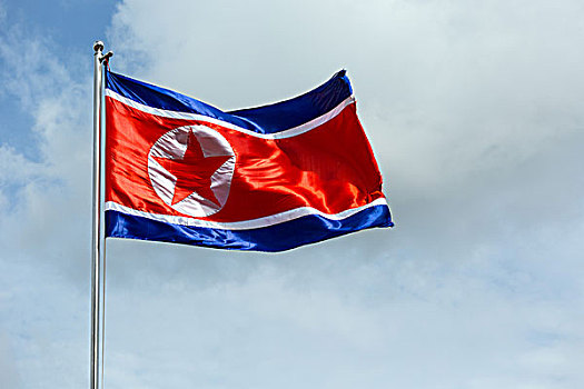 朝鲜国旗,吹,风