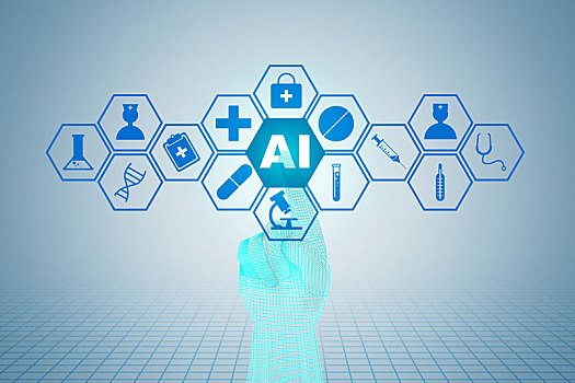 三维线条构建手指触控屏幕使用AI人工智能现代医疗保健技术