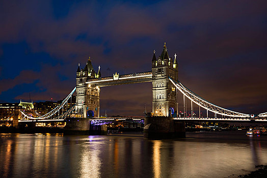 塔桥,夜景,伦敦,英格兰,英国