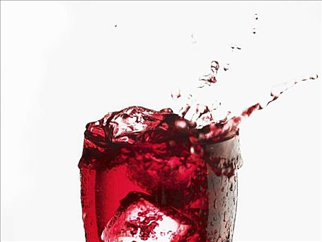 蔓越莓汁,溅,室外,玻璃杯