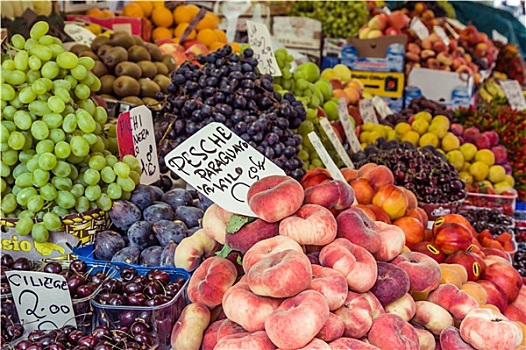 彩色,食品杂货,市场,威尼斯,意大利,户外市场,货摊,果蔬