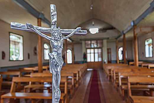智利,奇洛埃岛,室内,耶稣十字架