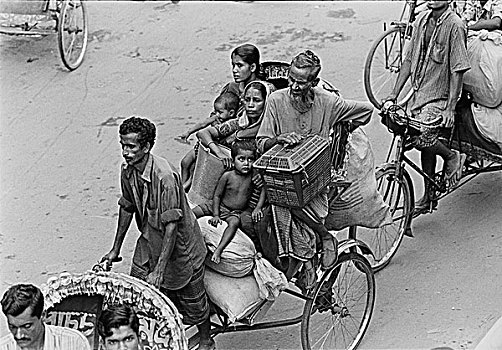 老人,达卡,家庭,渡轮,孟加拉,生活方式,乡村,区域,离开,家,拿,休憩之所,自然灾害,气旋,洪水