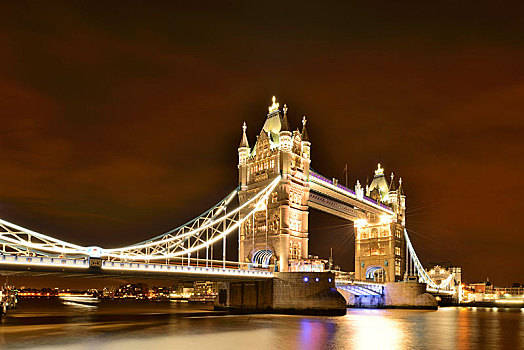 塔桥,夜晚,伦敦,英格兰,英国,欧洲