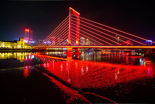 桥梁,桥,甬江大桥,红色,斜拉式,线条,老外滩,财富中心