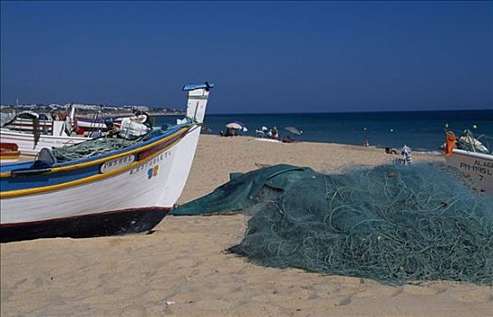 渔船,网,海滩