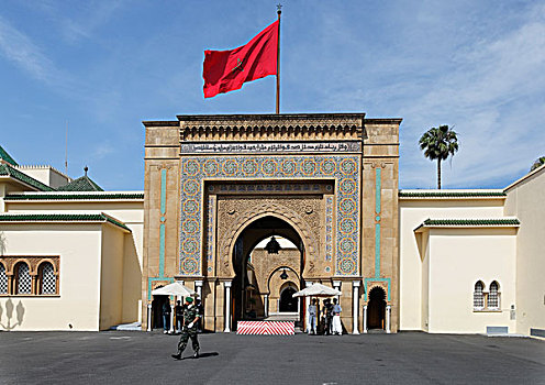 摩洛哥人,旗帜,拉巴特,摩洛哥,非洲
