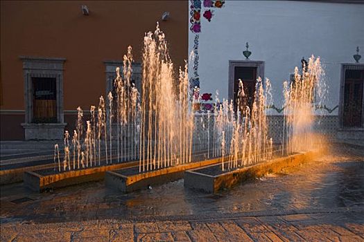 喷泉,正面,建筑,圣荷塞,阿瓜斯卡连特斯,墨西哥