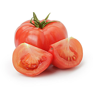 成熟,红色,西红柿,切片,隔绝,白色背景