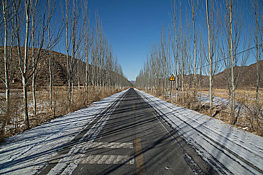 山,山路,弯道,冬天