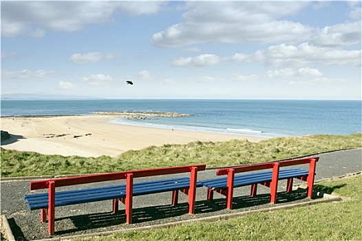 长椅,海滩,海岸