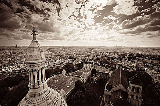 风景,上面,大教堂,埃菲尔铁塔,巴黎,法国
