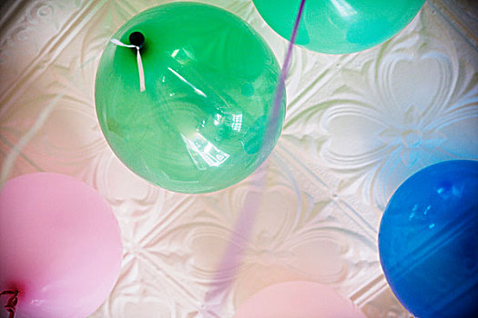 绿色,粉色,蓝色,色彩,气球,天花板