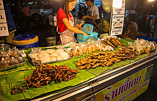 小吃摊,食物,出售,夜市,苏梅岛,泰国,亚洲