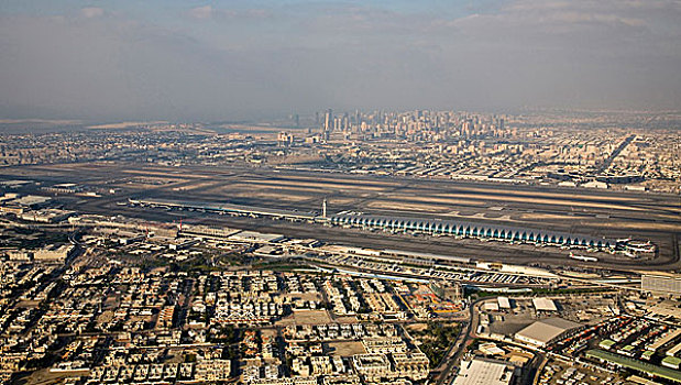 阿联酋,迪拜,航拍,国际机场,新,航站楼,市区,沙迦,酋长国,背景