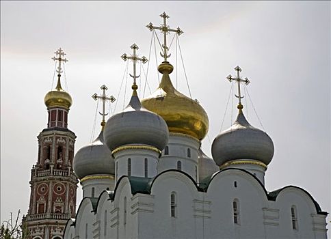 新,寺院,穹顶,大教堂,钟楼,莫斯科,俄罗斯,东欧,欧洲