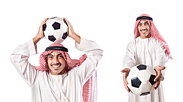 阿拉伯,商务人士,足球,白色背景