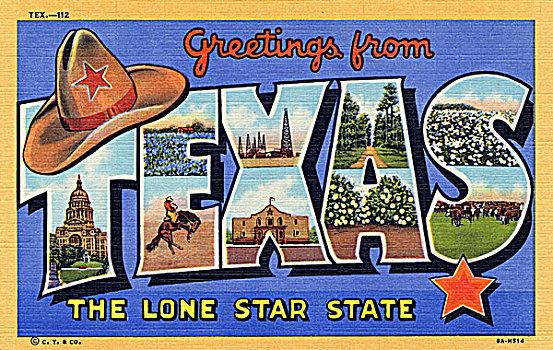 德克萨斯,孤单,星,明信片