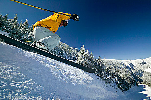 美国,佛蒙特州,男人,滑雪,斜坡