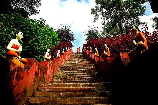 云南西双版纳上景真佛寺的长梯