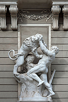 雕刻,群,大力神,狮子,翼,霍夫堡皇宫,维也纳,奥地利,欧洲