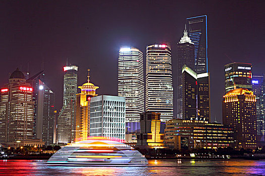 陆家嘴,外滩,现代建筑群,夜景,上海