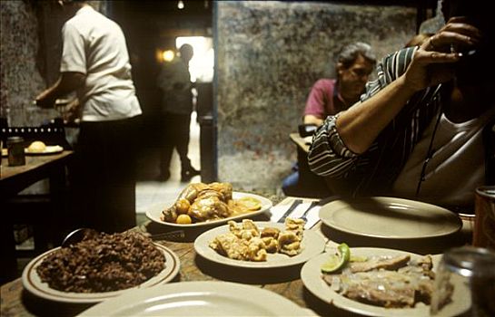 古巴,餐具,桌子,餐馆,哈瓦那