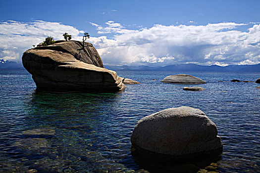 美国,加利福尼亚,太浩湖,盆景,石头,清水