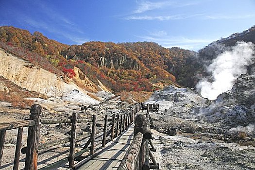 水疗,秋叶,山谷