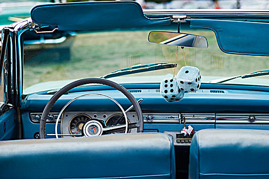 美国,马萨诸塞,古董车,展示,20世纪50年代,骰子