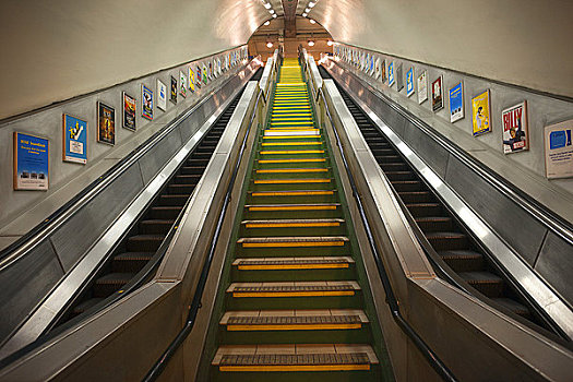 英格兰,伦敦,地下,地铁站,扶梯