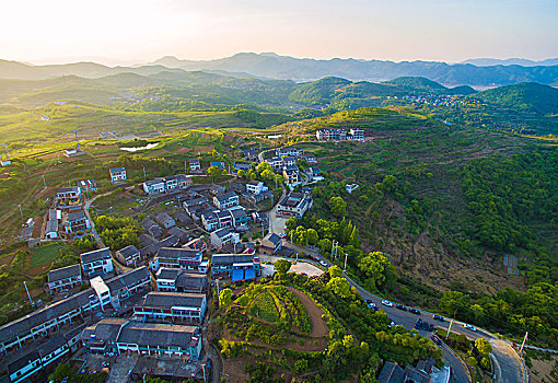 航拍,全景,村庄,山路,海涂