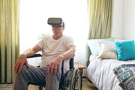 老头,虚拟现实,耳机,老年之家