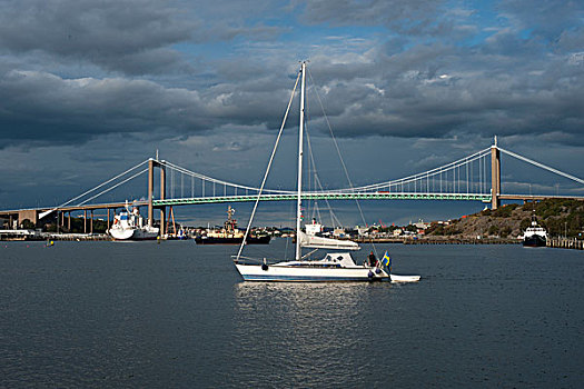 桥,吊桥,航行,游艇,加埃塔,河,哥德堡,瑞典,欧洲
