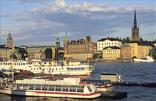 瑞典,斯德哥尔摩,岛屿,市政厅,船