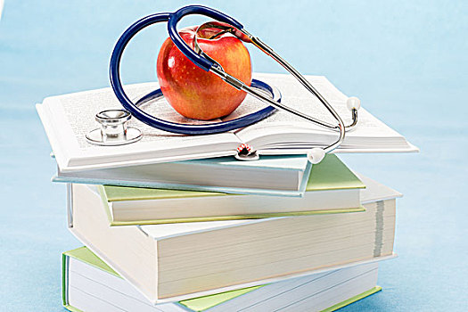 红苹果,医疗,书本,听诊器