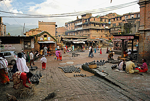 陶器,器物,历史,街道,巴克塔普尔,加德满都山谷,尼泊尔,亚洲