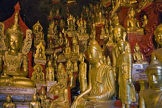 缅甸,宾德雅,金色,雕塑,佛,宽阔