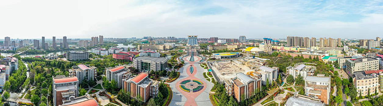 航拍郑州西亚斯学院校园欧式风格建筑群