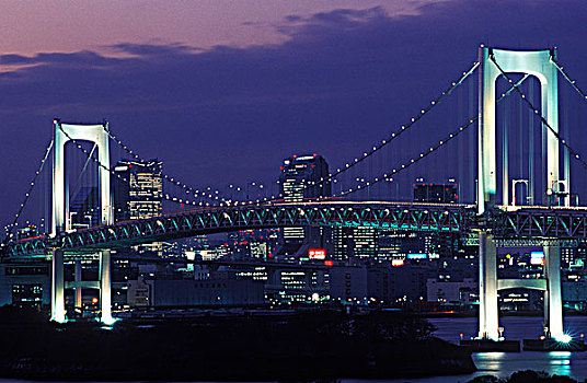 彩虹,吊桥,东京,日本