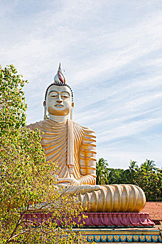 金色,雕塑,树,庙宇,斯里兰卡