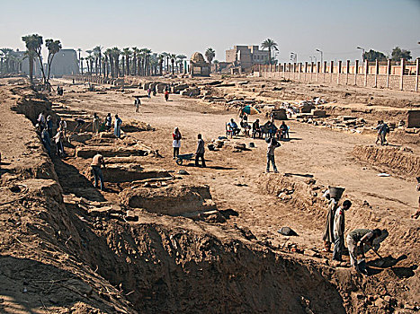 挖掘,地点,庙宇,路克索神庙,埃及,非洲