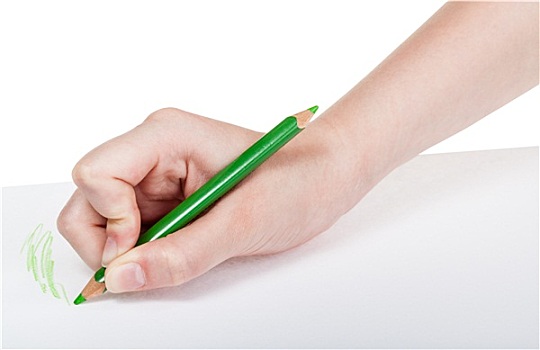 手,颜料,绿色,铅笔,纸张