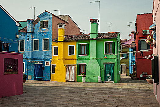 彩色,房子,布拉诺岛,威尼斯